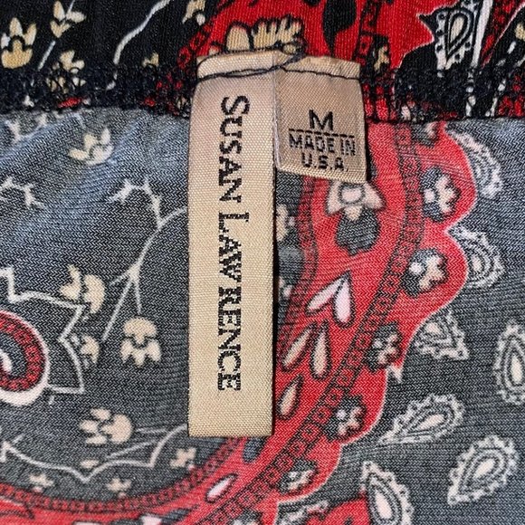 SOLD Susan Lawrence Red Black Paisley Skirt Medium - Picture 4 of 4